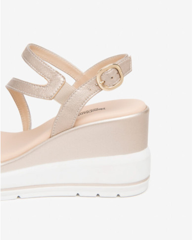 SANDALO CON ZEPPA NEROGIARDINI DONNA LOIRA BIANCO ETOILE SAND SATURN POLI.USSITA E615962D/707