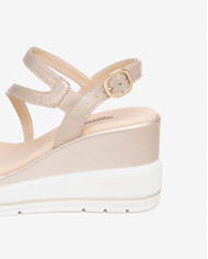 SANDALO CON ZEPPA NEROGIARDINI DONNA LOIRA BIANCO ETOILE SAND SATURN POLI.USSITA E615962D/707