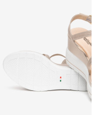 SANDALO CON ZEPPA NEROGIARDINI DONNA LOIRA BIANCO ETOILE SAND SATURN POLI.USSITA E615962D/707