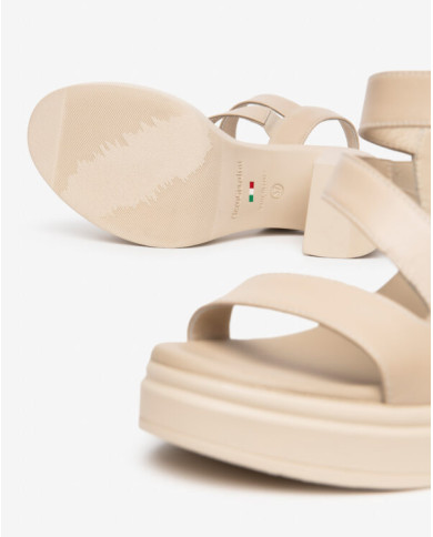 SANDALO CON TACCO NEROGIARDINI DONNA TAMIGI LINO PU.TOLOSA BIANCO+INS TACCO 9,5CM E616080D/453