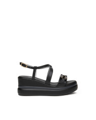 SANDALO CON ZEPPA NEROGIARDINI DONNA TAMIGI NERO PU.ALICANTE E615953D/100