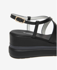 SANDALO CON ZEPPA NEROGIARDINI DONNA TAMIGI NERO PU.ALICANTE E615953D/100
