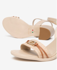 SANDALO CON TACCO NEROGIARDINI DONNA T.PAGLIA FRESH 01/S  TAMIGI LINO TR AULLA NATURALE TACCO 5,5CM E615881D/420