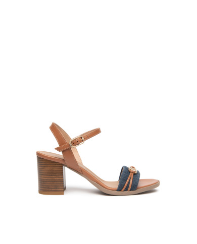 SANDALO CON TACCO NEROGIARDINI DONNA T.TINTO JEANS 9 ARMENIA COGNAC TR AULLA COL.TABACCO TACCO 5,5CM E615880D/214
