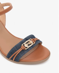 SANDALO CON TACCO NEROGIARDINI DONNA T.TINTO JEANS 9 ARMENIA COGNAC TR AULLA COL.TABACCO TACCO 5,5CM E615880D/214
