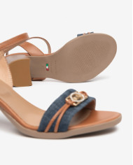 SANDALO CON TACCO NEROGIARDINI DONNA T.TINTO JEANS 9 ARMENIA COGNAC TR AULLA COL.TABACCO TACCO 5,5CM E615880D/214