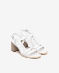 SANDALO CON TACCO NEROGIARDINI DONNA LOIRA BIANCO TR AULLA NATURALE TACCO 7CM E615860D/707