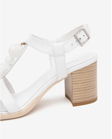 SANDALO CON TACCO NEROGIARDINI DONNA LOIRA BIANCO TR AULLA NATURALE TACCO 7CM E615860D/707