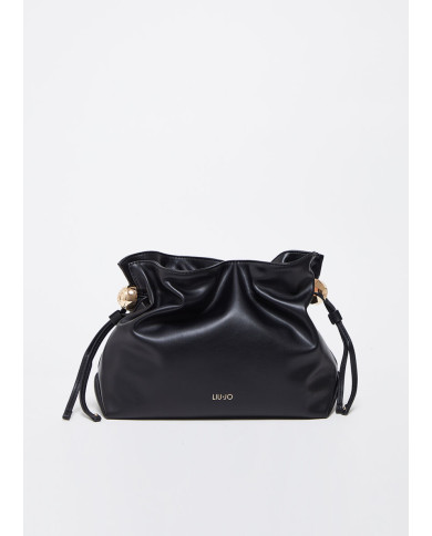 BORSA A SPALLA LIU JO RICCY MEDIA HOBO BAG BLACK 30X11X25CM AA6096 E0958 22222