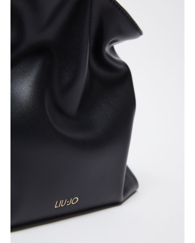 BORSA A SPALLA LIU JO RICCY MEDIA HOBO BAG BLACK 30X11X25CM AA6096 E0958 22222