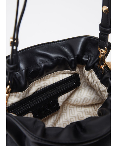 BORSA A SPALLA LIU JO RICCY MEDIA HOBO BAG BLACK 30X11X25CM AA6096 E0958 22222