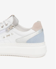 SNEAKERS NEROGIARDINI DONNA CILE BIANCO ZOUK SILVER VELOUR FIORDALISO VELOUR FEMME E615285D/707