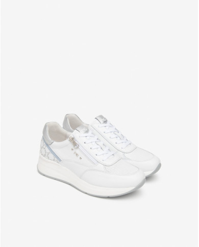 SNEAKERS NEROGIARDINI DONNA SKIPPER BIANCO SKIPPER BIANCO T.GIOVE BIANCO/GRIGI VELOUR E615190D/707