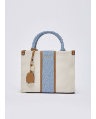 BORSA LIU JO PICCOLA JACQUARD SHOPPING NEUTRO/DENIM 25X11X21CM AA6192 T388A C3906