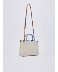 BORSA LIU JO PICCOLA JACQUARD SHOPPING NEUTRO/DENIM 25X11X21CM AA6192 T388A C3906