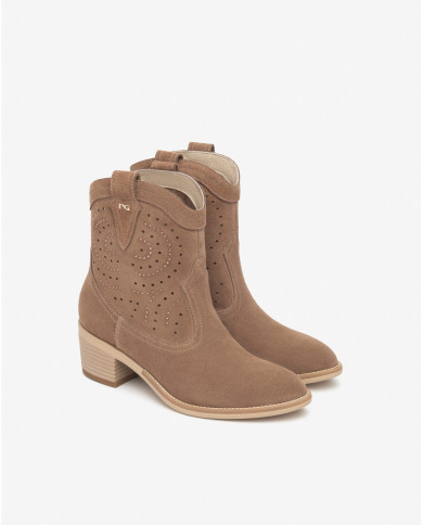 STIVALETTI CON TACCO NEROGIARDINI DONNA VELOUR MOU TR BASILEA 828 NATURALE TACCO 5CM E615121D/442