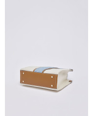 BORSA LIU JO PICCOLA JACQUARD SHOPPING NEUTRO/DENIM 25X11X21CM AA6192 T388A C3906