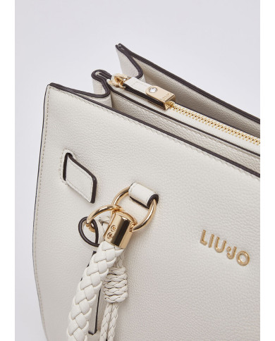 BORSA LIU JO SATCHEL MEDIA SHOPPING BAG CREAM 31X17X26CM AA6086 E1012 X0459