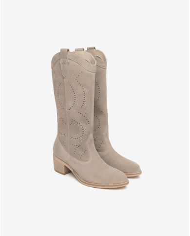 STIVALI CON TACCO NEROGIARDINI DONNA VELOUR CRETA TR BASILEA 828 NATURALE E615122D/451