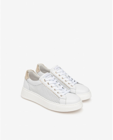 SNEAKERS NEROGIARDINI DONNA SKIPPER BIANCO SKIPPER BIANCO ETOILE MIELE T.BRILL PLATINO E615274D/707