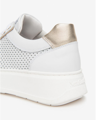 SNEAKERS NEROGIARDINI DONNA SKIPPER BIANCO SKIPPER BIANCO ETOILE MIELE T.BRILL PLATINO E615274D/707