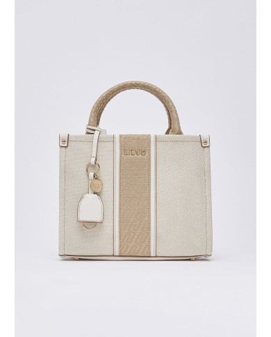 BORSA LIU JO PICCOLA KACQUARD SHOPPING NEUTRO/CREAM 25X11X21CM AA6192 T388A C3905