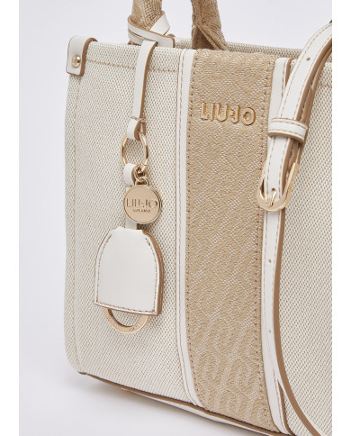 BORSA LIU JO PICCOLA KACQUARD SHOPPING NEUTRO/CREAM 25X11X21CM AA6192 T388A C3905