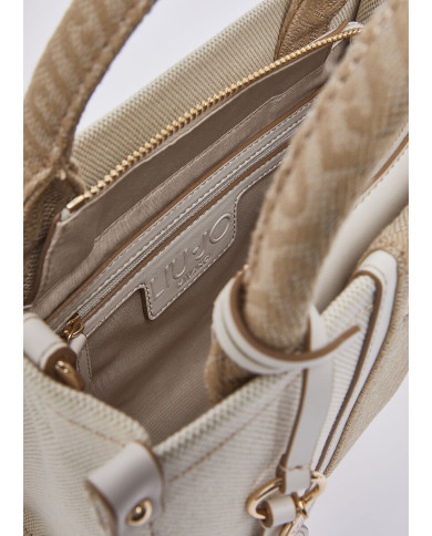 BORSA LIU JO PICCOLA KACQUARD SHOPPING NEUTRO/CREAM 25X11X21CM AA6192 T388A C3905