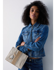 BORSA LIU JO PICCOLA KACQUARD SHOPPING NEUTRO/CREAM 25X11X21CM AA6192 T388A C3905