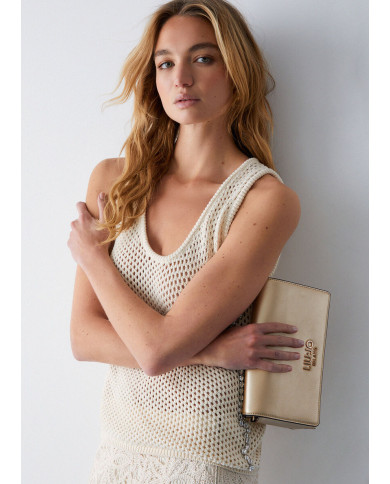 BORSA A SPALLA LIU JO PICCOLA LEATHER BAG LIGHT GOLD 24X7X15CM AA6224 E0958 90048 