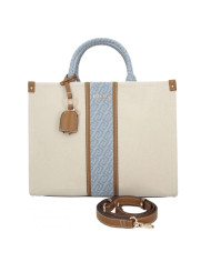 BORSA LIU JO JACQUARD MEDIA SHOPPING BAG NEUTRO/DENIM 34X13X28CM AA6206 T388A C3906