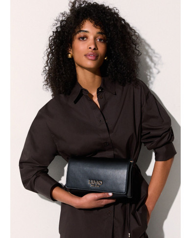 BORSA A SPALLA LIU JO PICCOLA LEATHER BAG NERO 24X7X15CM AA6224 E0958 22222