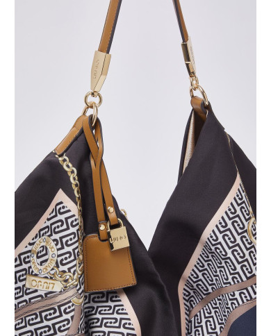 BORSA LIU JO FOULARD MEDIAHOBO BAG ST METALL IT DENIM 58X38X5CM AA6194 T2745 P9222