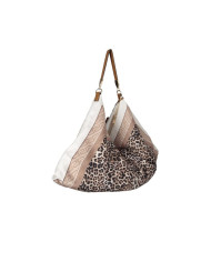 BORSA LIU JO FOULARD MEDIA HOBO BAG ANIMALIER NATURAL 58X38X5CM AA6194 T2745 Z9601