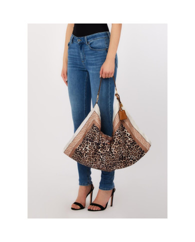 BORSA LIU JO FOULARD MEDIA HOBO BAG ANIMALIER NATURAL 58X38X5CM AA6194 T2745 Z9601