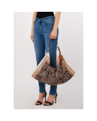 BORSA LIU JO FOULARD MEDIA HOBO BAG ANIMALIER NATURAL 58X38X5CM AA6194 T2745 Z9601