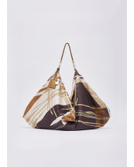 BORSA LIU JO FOULARD MEDIA HOBO BAG BRUSHED CHOCCOLATE 58X38X5CM   AA6194 T2745 P9225