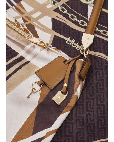 BORSA LIU JO FOULARD MEDIA HOBO BAG BRUSHED CHOCCOLATE 58X38X5CM   AA6194 T2745 P9225