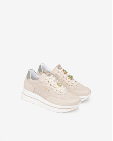 SNEAKERS NEROGIARDINI DONNA VELVET MILK 1039 VELVET MILK 1039 NAPPA PANDORA SALVIA T.BRILL E615202D/710