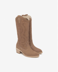 STIVALI CON TACCO NEROGIARDINI DONNA VELOUR MOU TR BASILEA 828 NATURALE E615122D/442