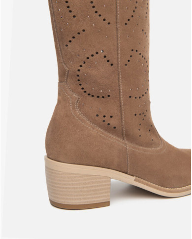 STIVALI CON TACCO NEROGIARDINI DONNA VELOUR MOU TR BASILEA 828 NATURALE E615122D/442