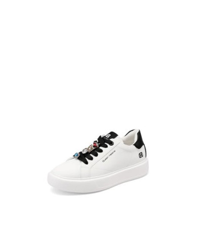 SNEAKERS QUEEN HELENA PLATFORM CON DETTAGLI GIOIELLO X34-1 WHITE BLACK