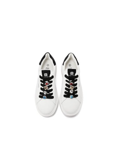SNEAKERS QUEEN HELENA PLATFORM CON DETTAGLI GIOIELLO X34-1 WHITE BLACK