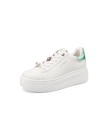 SNEAKERS QUEEN HELENA PLATFORM MINIMAL CON DETTAGLI GIOIELLO X34-13 WHITE/GREEN