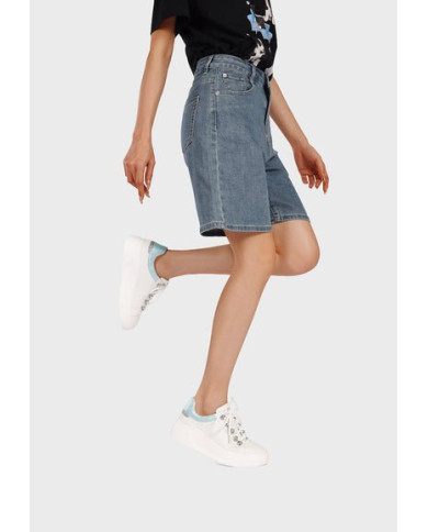 SNEAKERS QUEEN HELENA PLATFORM CON LACCI GIOIELLO X34-11 WHITE/PINK