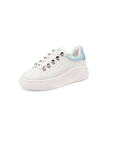 SNEAKERS QUEEN HELENA PLATFORM CON LACCI GIOIELLO X34-11 WHITE/BLU