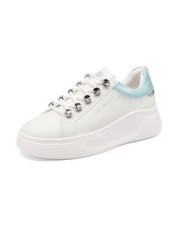 SNEAKERS QUEEN HELENA PLATFORM CON LACCI GIOIELLO X34-11 WHITE/BLU