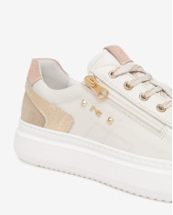 SNEAKERS NEROGIARDINI DONNA CILE BIANCO ZOUK SILVER VELOUR FIORDALISO VELOUR FEMME E615285D/707