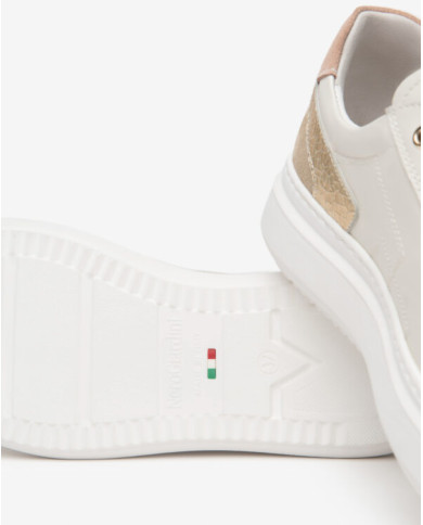 SNEAKERS NEROGIARDINI DONNA CILE BIANCO ZOUK SILVER VELOUR FIORDALISO VELOUR FEMME E615285D/707