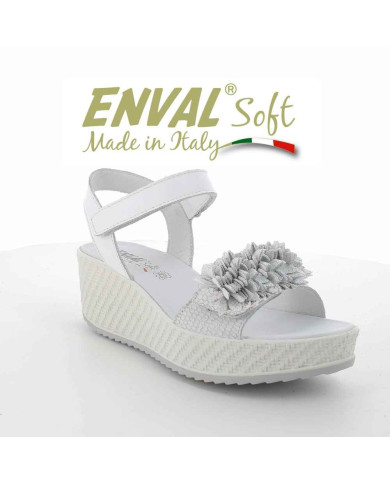 SANDALO CON ZEPPA ENVAL SOFT DONNA CAPRA MET PARKE BIANCO/ARGENTO 5783822